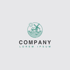 Agriculture logo with house in the field concept