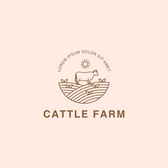 livestock logo icon with the concept of field and cattle