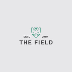 icon logo of agriculture with field and cloud concept
