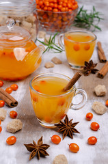 Vitamin healthy sea buckthorn tea in glass