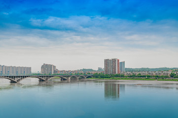 Fototapeta premium Cityview of Leshan City, Sichuan Province, China