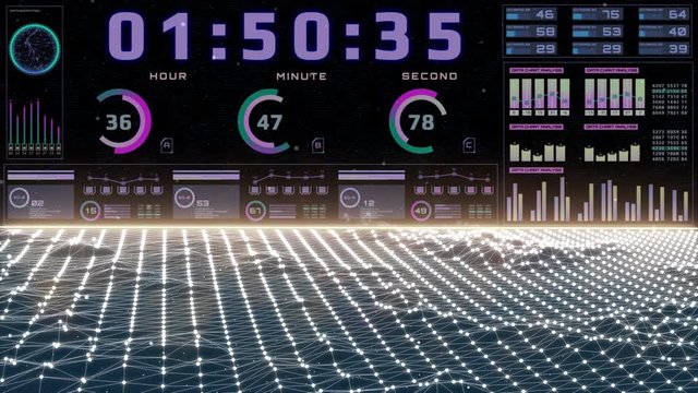 HUD Futuristic Wireframe Landscape System Analysis Swirl Wave Structure. Float low poly geometric element for visualization explorer panel.