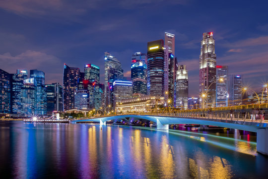 Singapore city skyline,City scape Building in Singapore., Singapore city skyline at Marina bay cityscape by night