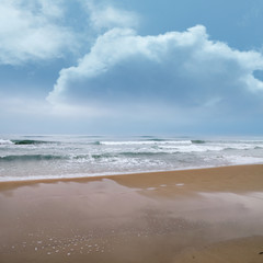 stormy day on beach.