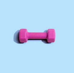 Dumbbell with hard shadow from above - overhead view