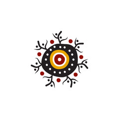 Aboriginal art dots painting icon logo design vector template