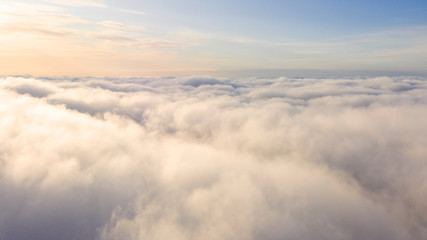 Aerial view White clouds in blue sky. Top view. View from drone. Aerial bird's eye view. Aerial top...