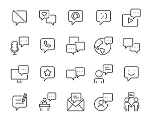 set of communication icons, discuss, bubble, call