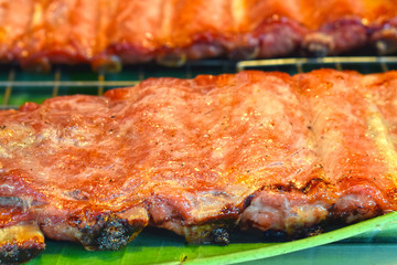  Grilled Pork Ribs Fragrant and delicious Is a pork that is attached to the bone Popular to be grilled is very delicious