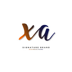 X A XA Initial letter handwriting and  signature logo concept design.