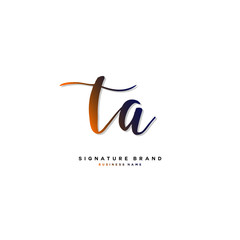 Obraz premium T A TA Initial letter handwriting and signature logo concept design.