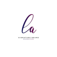 L A LA Initial letter handwriting and  signature logo concept design.
