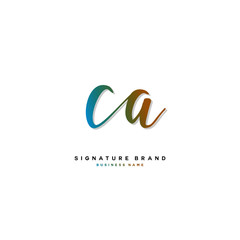 C A CA Initial letter handwriting and  signature logo concept design.