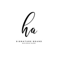 H A HA Initial letter handwriting and  signature logo concept design.