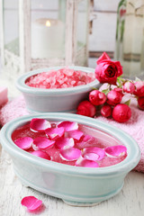 Nail spa enriching treatment with essential oils and rose petals