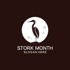 stork logo - vector illustration of design on a dark background	