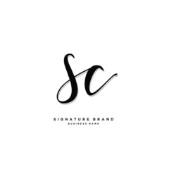 S C SC Initial letter handwriting and  signature logo concept design.