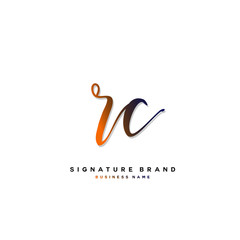 R C RC Initial letter handwriting and  signature logo concept design.