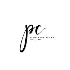 P C PC Initial letter handwriting and  signature logo concept design.