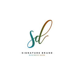 Fototapeta na wymiar S D SD Initial letter handwriting and signature logo concept design.