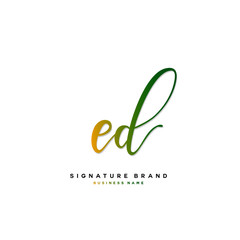 E D ED Initial letter handwriting and  signature logo concept design.