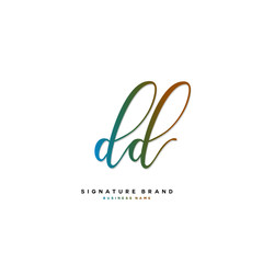 D DD Initial letter handwriting and  signature logo concept design.