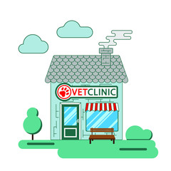 Veterinary clinic in blue tones on a white background. The concept of treatment and care of animals.