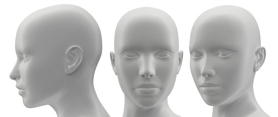 3d rendering illustration of face human collection