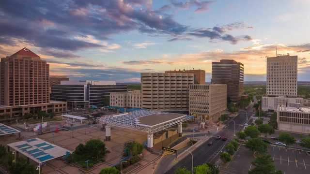 Albuquerque, New Mexico, USA downtown cityscape time lapse