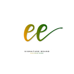 Fototapeta na wymiar E EE Initial letter handwriting and signature logo concept design.