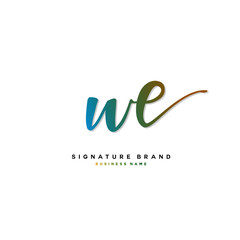 W E WE Initial letter handwriting and  signature logo concept design.