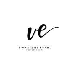 V E VE Initial letter handwriting and  signature logo concept design.