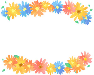 ライン素材 ベクターイラスト 花 フラワーパターン 枠 コピースペース