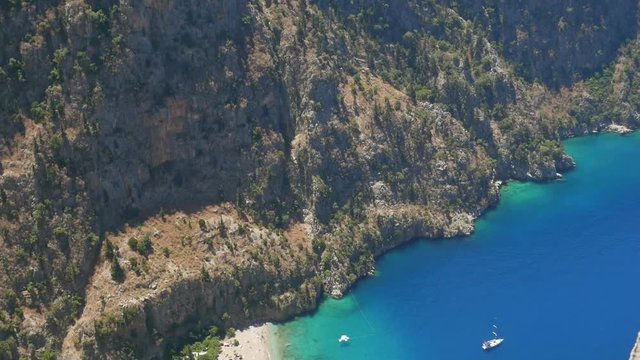 Beautiful aerial view of The Butterfly Valley in Fethiye, Turkey
