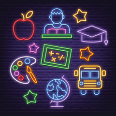education neon icons