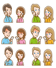 カップルの表情 のイラスト