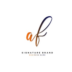 A F AF Initial letter handwriting and  signature logo concept design.