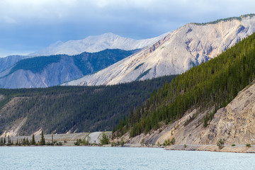 Mountains above Muncho Lake in British Columbia, Canada