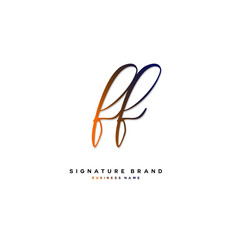 F FF Initial letter handwriting and  signature logo concept design.