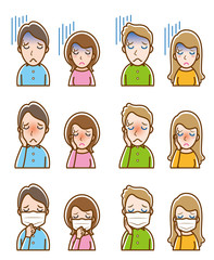 Fototapeta premium カップルの表情 のイラスト