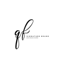 Q F QF Initial letter handwriting and  signature logo concept design.