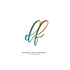 D F DF Initial letter handwriting and  signature logo concept design.
