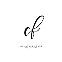 C F CF Initial letter handwriting and  signature logo concept design.