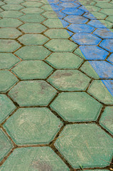 hexagonal stone floor green with blue stripe
