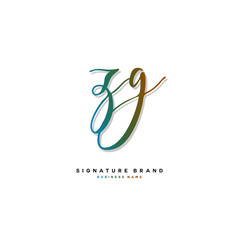 Z G ZG Initial letter handwriting and  signature logo concept design.
