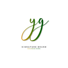 Fototapeta na wymiar Y G YG Initial letter handwriting and signature logo concept design.