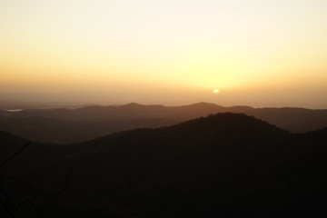 sunset through smoke haze from distant bush fires