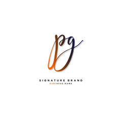 P G PG Initial letter handwriting and  signature logo concept design.