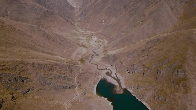 aerial video and the end of a lagoon, beautiful valley
