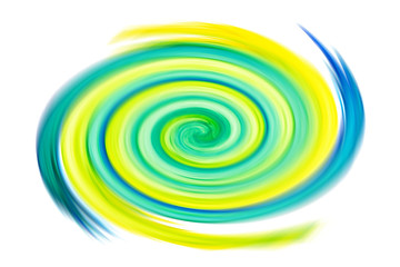 Abstract background of blue, green and yellow spin radial and motion blur. Blurred whirlpool artwork circular movement effect. Graphic design ripple backdrop wallpaper for your design.